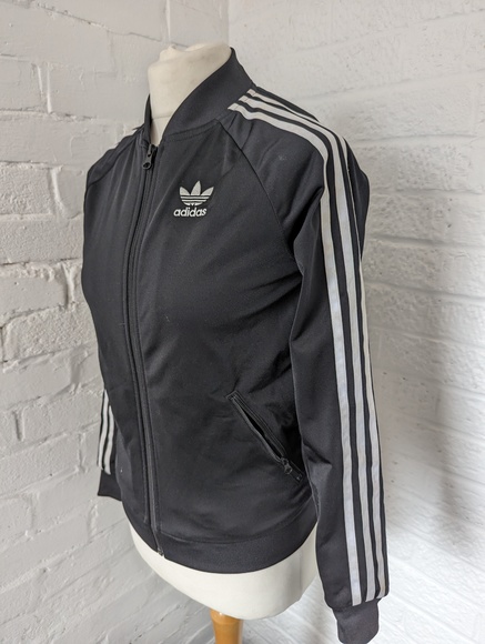 Adidas Originals Full Zip Track Top - Size 6 - Black & White - P2P 17" - Picture 3 of 8